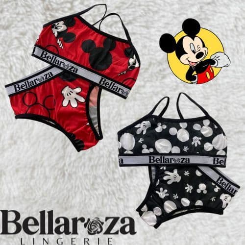 Kit 5 Conjuntos Infanto Juvenil  Top Sutiã Com Calcinha Com Personagens Menina Moça - Bellaroza