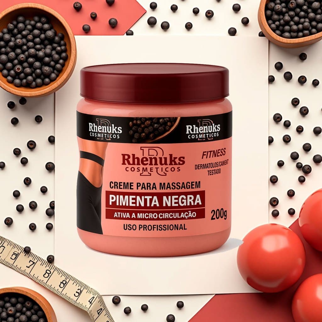 Creme Pimenta Negra Redutor de Medidas - Combater Celulites e Estrias - Rhenuks