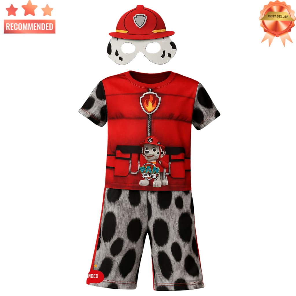 Fantasia Infantil Marshal Patrulha Canina Com Mascara - Envio Rápido