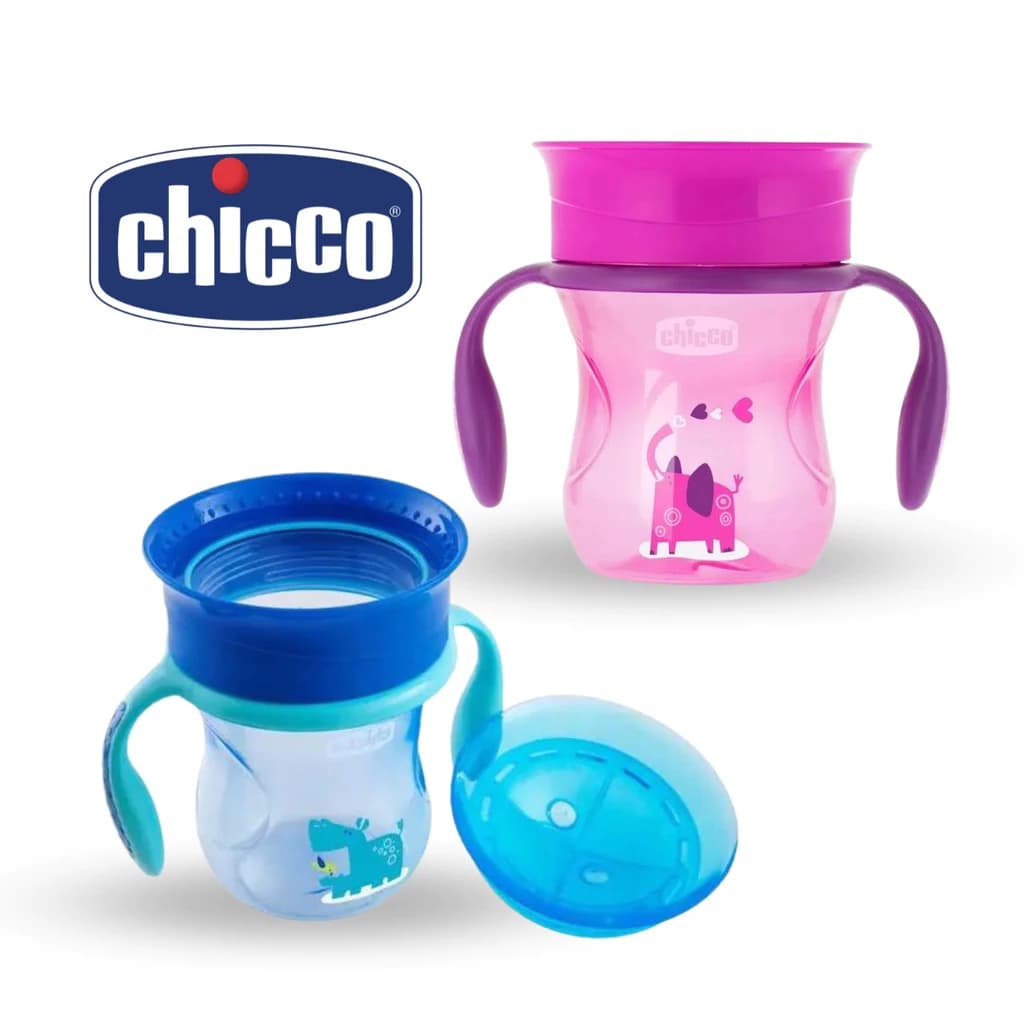 Copo Infantil Chicco 360 Perfect Cup +12m Com Alça Antivazamento - Envio imediato