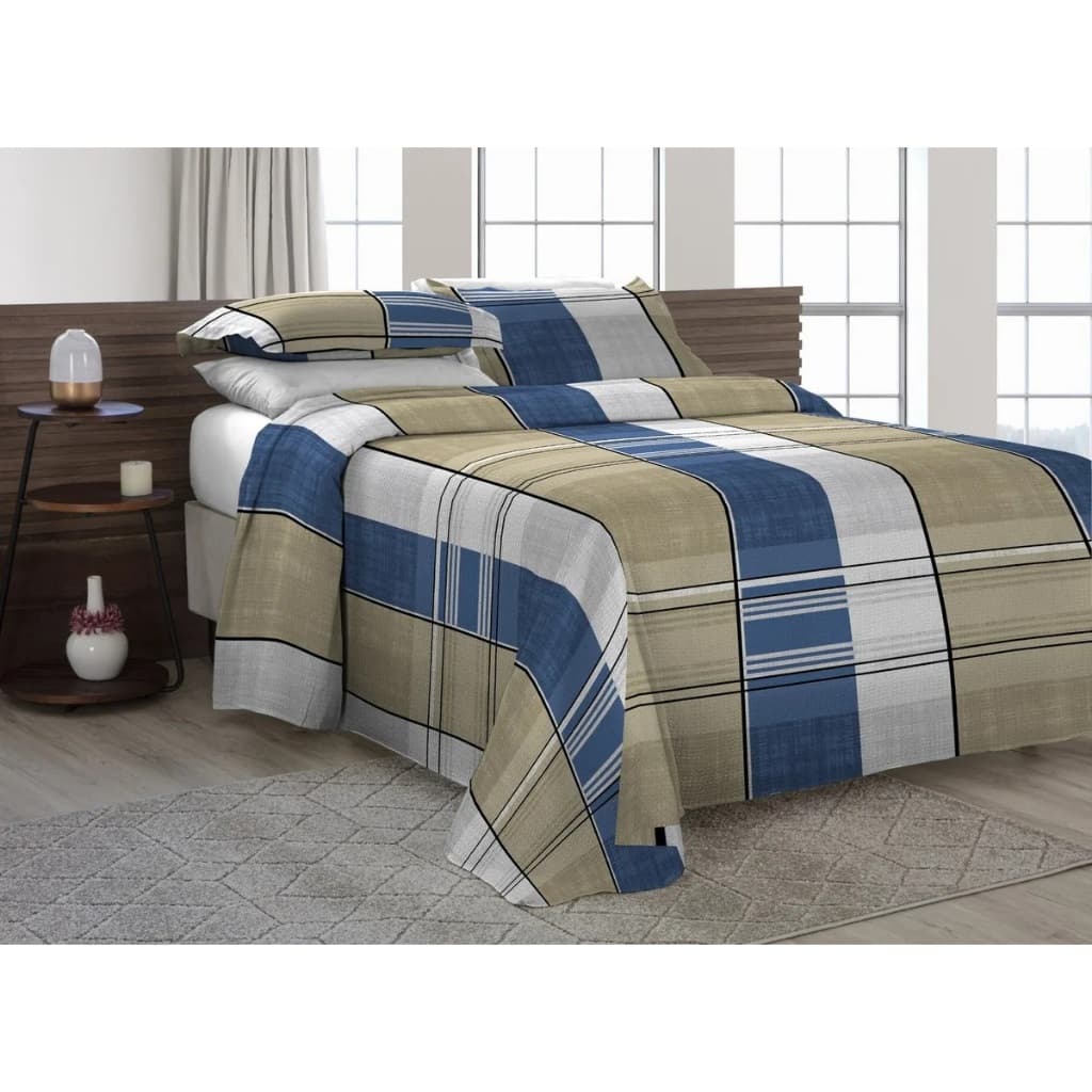 Cobre Leito Com Fronhas Casal Padrão 3 Peças Dupla Face Cama Box