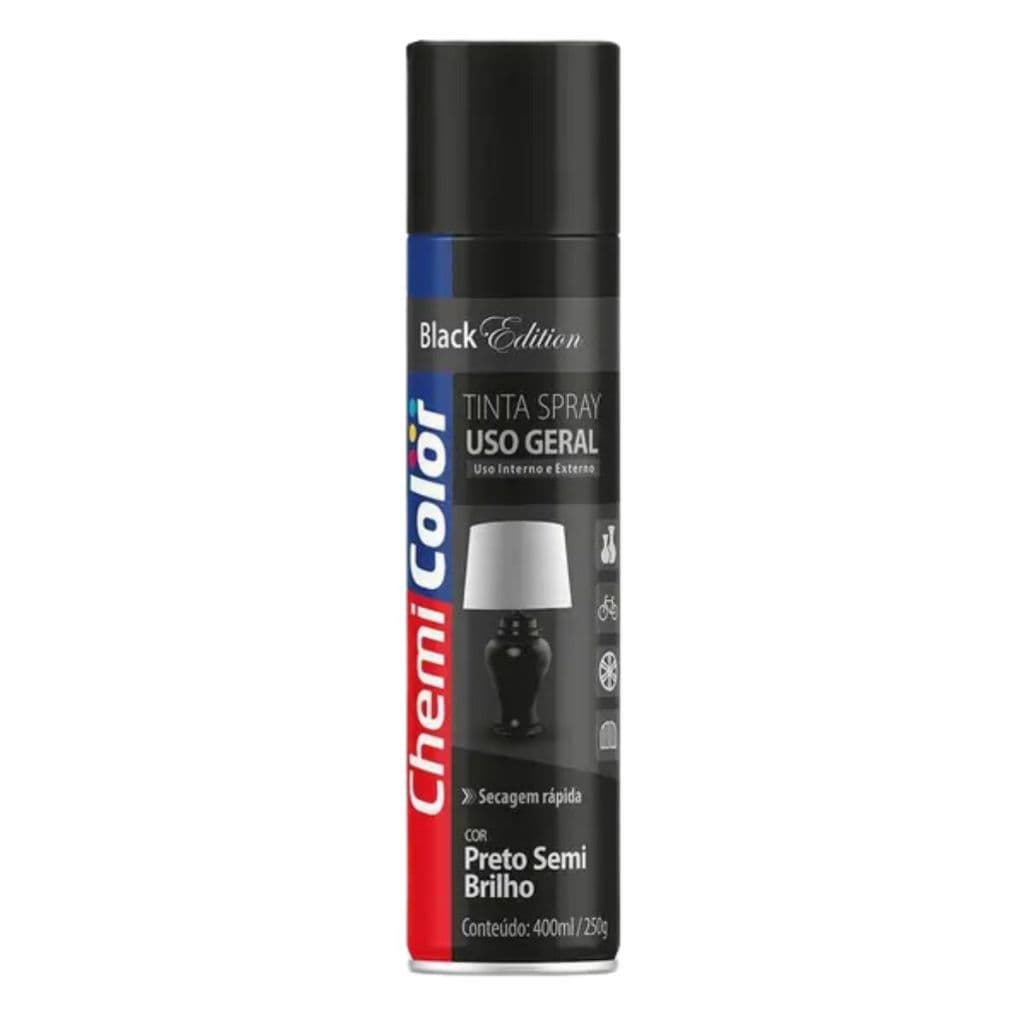 SPRAY UG PRETO SEMI BRILHO 400ml - CHEMICOLOR
