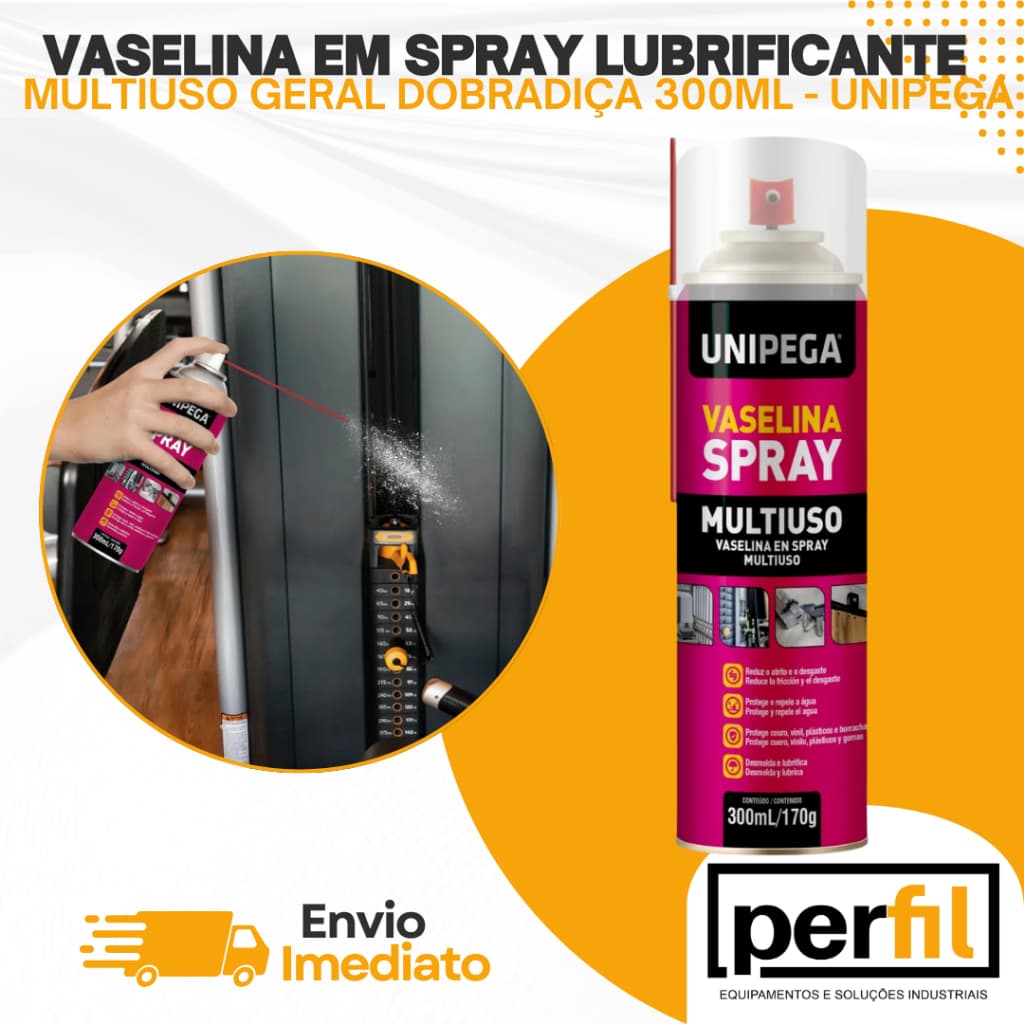 Vaselina em Spray Lubrificante Multiuso Geral Dobradiças 300ml Unipega