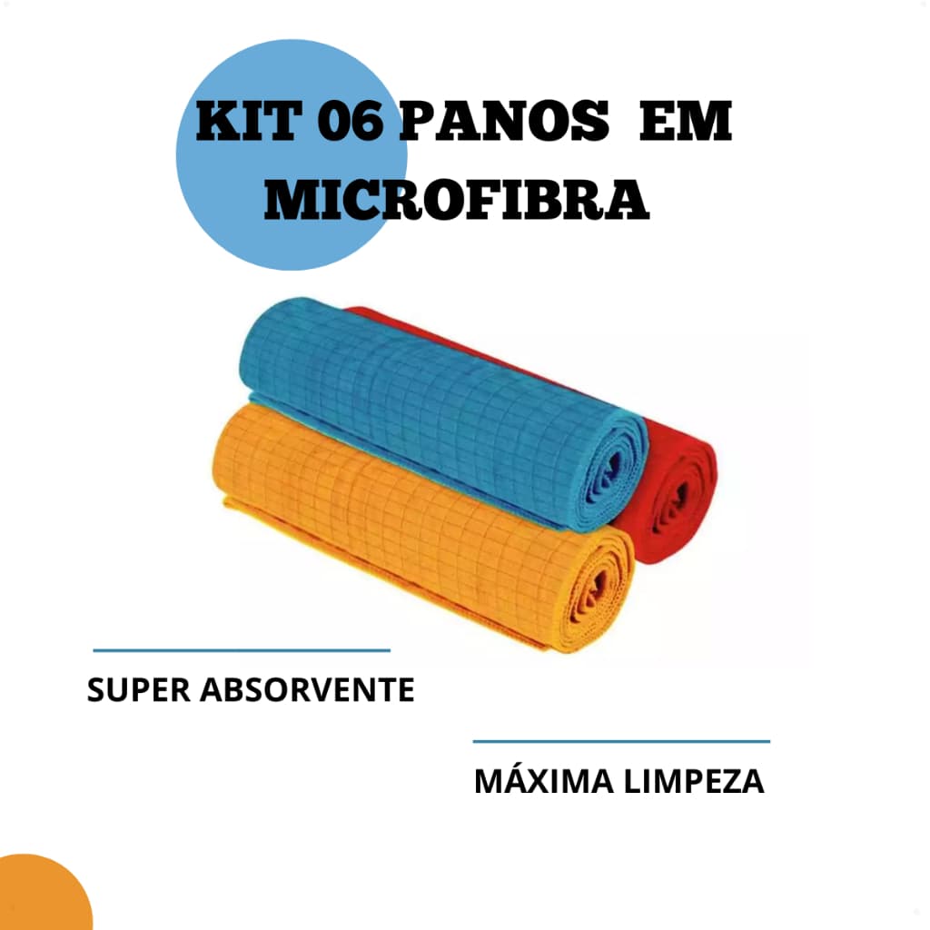 Kit Pano de Chão Prato Limpeza 6 panos de chão Microfibra Atacado Super Absorvente Celeste
