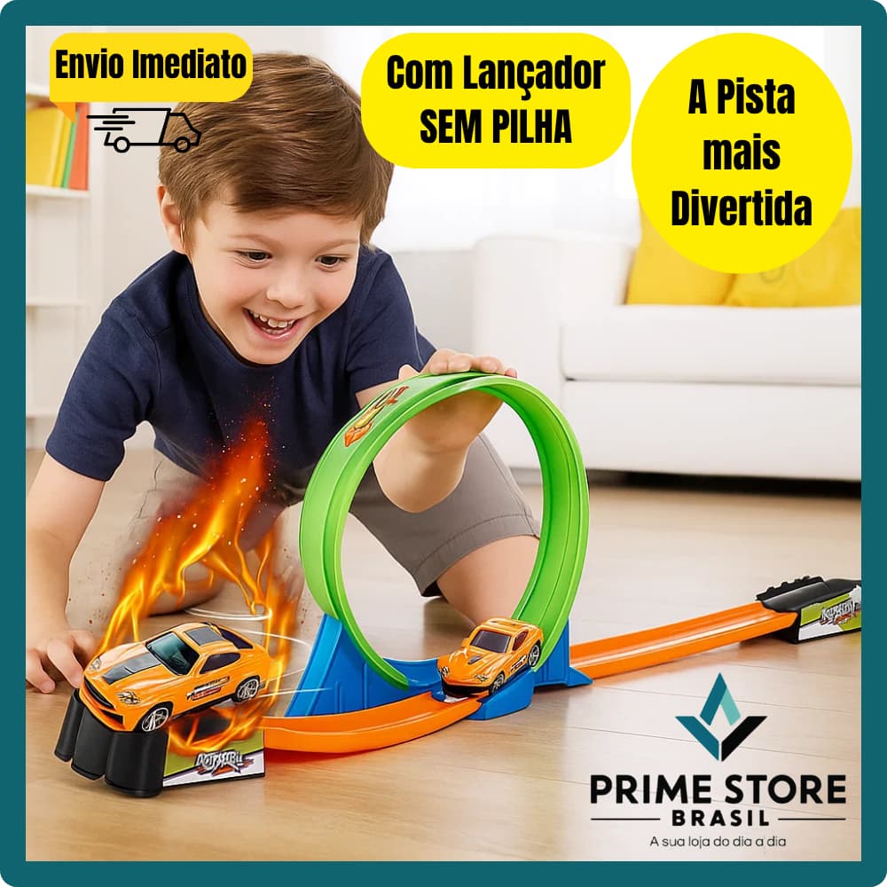 Pista de Corrida Infantil com Loop 360º + Carrinho Fricção Brinquedo Educativo