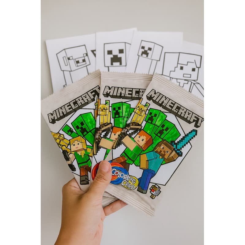 Cards de Pintar Minecraft Infantil | Lembrancinha Criativa | Brinde Festa Escolar Colecionavel
