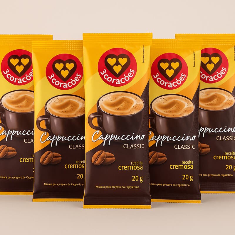 kit 5 saches 20 g tres coraçoes capuccino classic