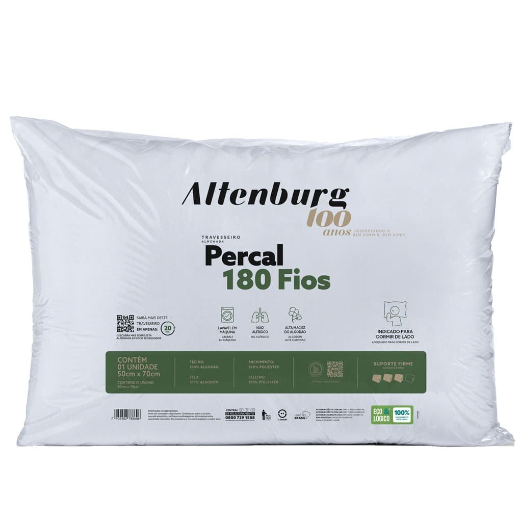 Travesseiro Altenburg 100 ANOS Percal 180 Fios