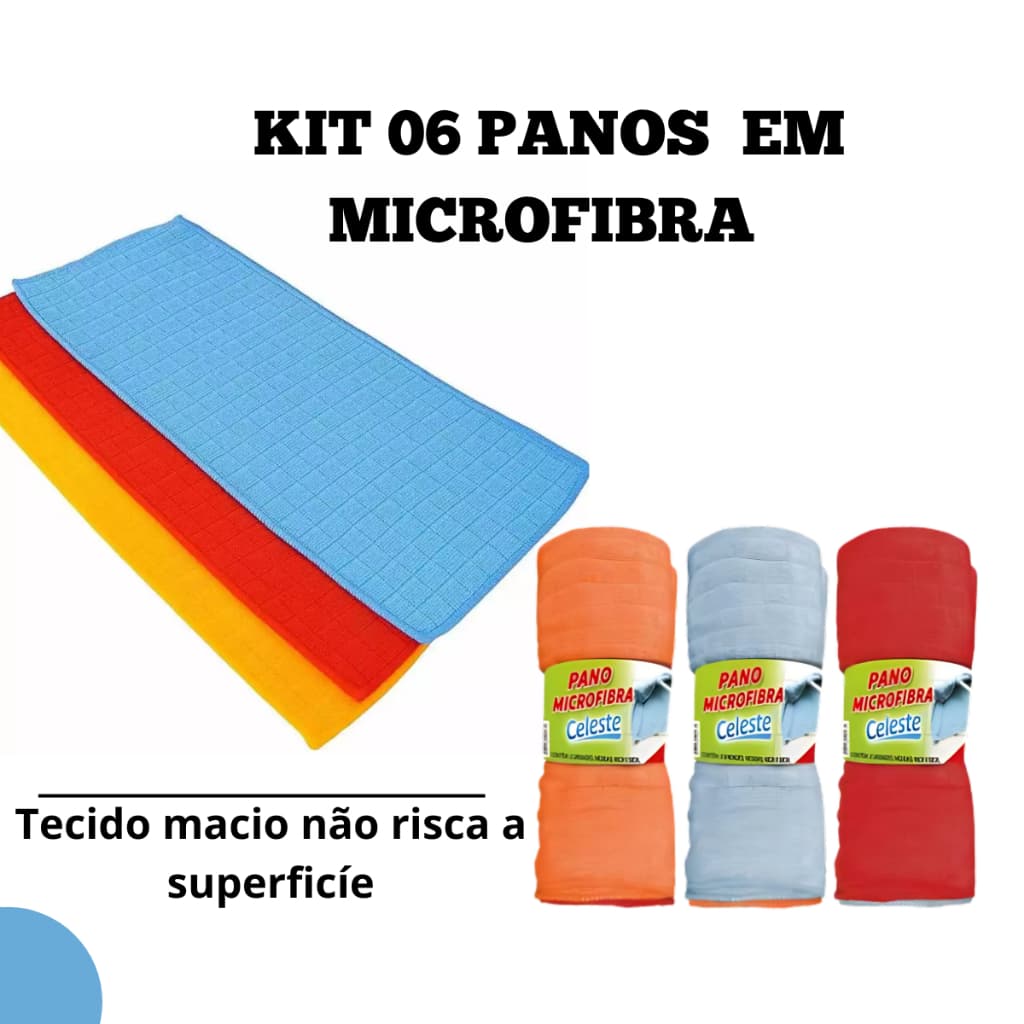 Kit Pano de Chão Prato Limpeza 6 panos de chão Microfibra Atacado Atoalhado