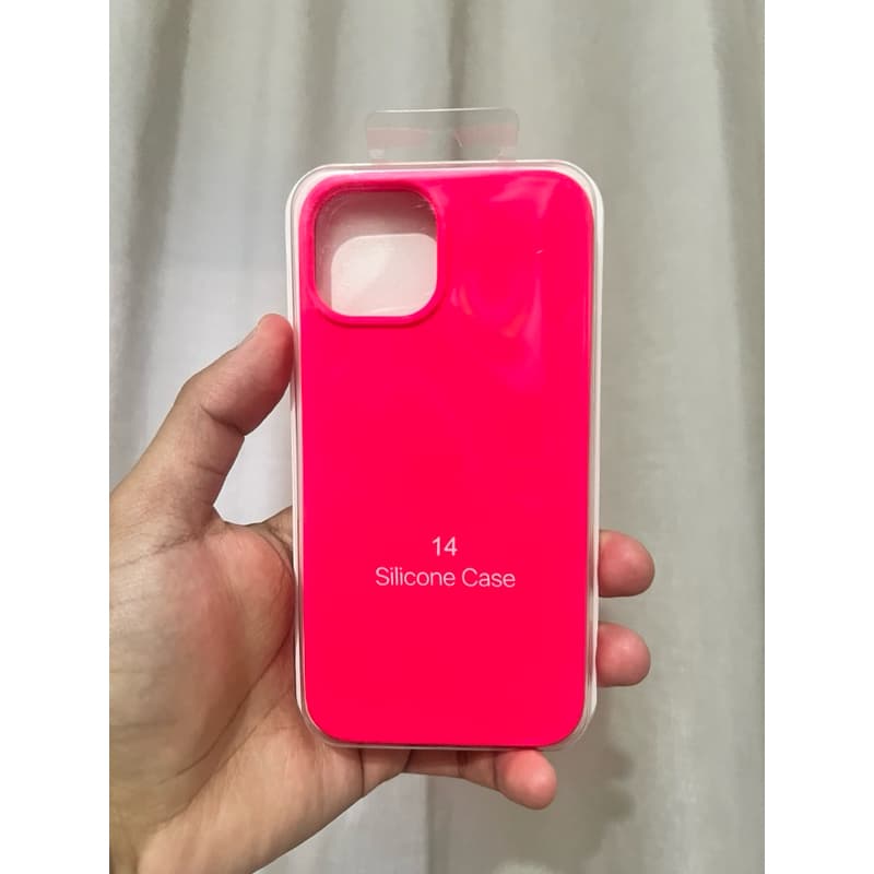 Capinha Silicone Rosa Neon iPhone 13/14/15/XR/12/12PRO/12MINI
