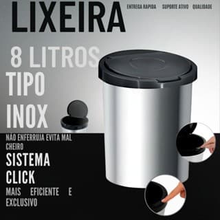 Lixeira Inox 8L com Tampa Automática Click – Cesto Moderno e Compacto para Banheiro, Cozinha e Escritório
