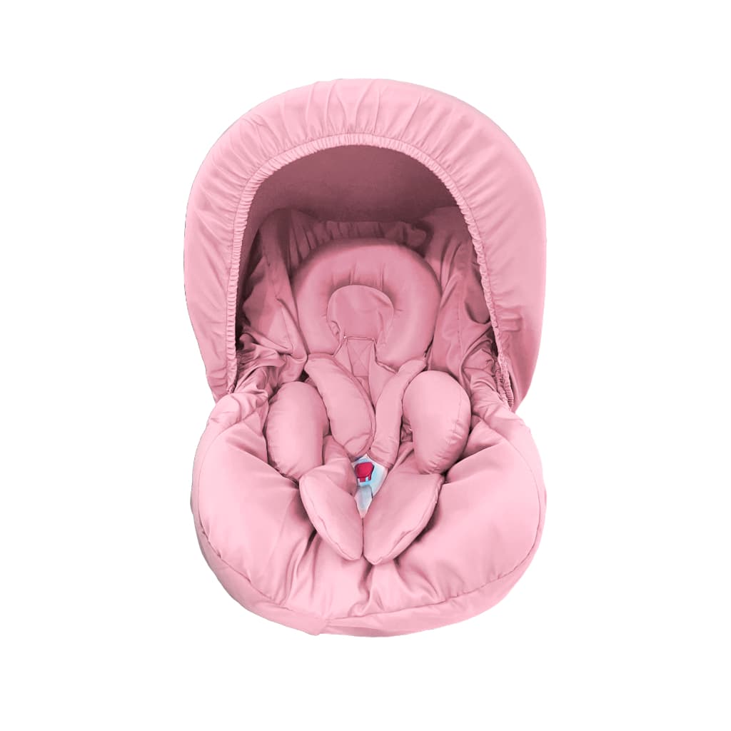 Kit Cor Rosa Menina 5 Peças para Bebê Conforto Capa Protetor Apoio de Corpo Microfibra Mega Oferta