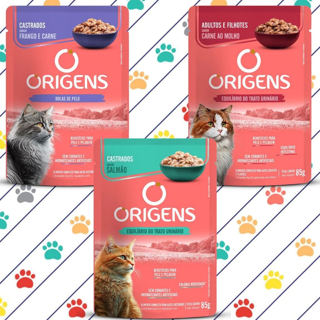 Kit 9 a 45 Sachês de Origens para Gatos 85g - Comida Úmida