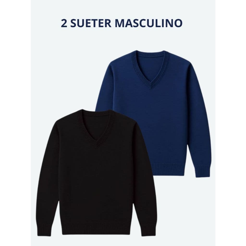 Kit 2 Suéteres Masculinos Gola V – Conforto e Estilo no Frio 6 AO 14 PARA O INVERNO