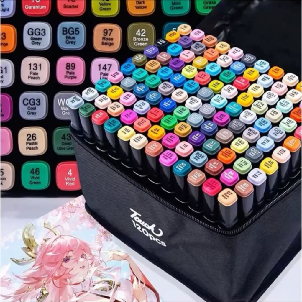24/36/48/60/80/100/120 Cores Caneta Marcadora canetinhas coloridas Kit Com Ponta Dupla/marcador touch/ para colorir