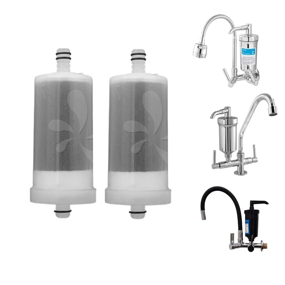 Kit 2 Refil Vela Filtro Blindado Universal Copo Torneira Abs Cozinha Gourmet Pia Parede