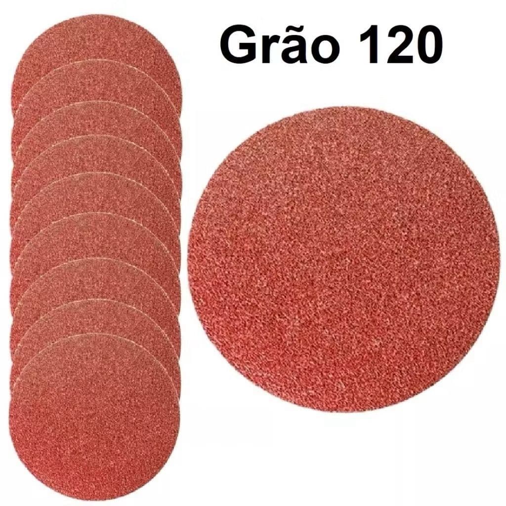 KIT COM 10 DISCOS LIXA P/ SUPORTE DE VELCRO 125MM GRÃO 120  EM ÓXIDO ALUMÍNIO