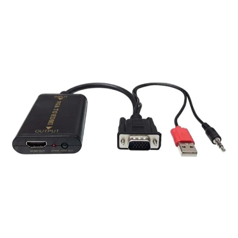 Vga Macho Para Hdmi Fêmea Adaptador Conversor Com 3.5mm