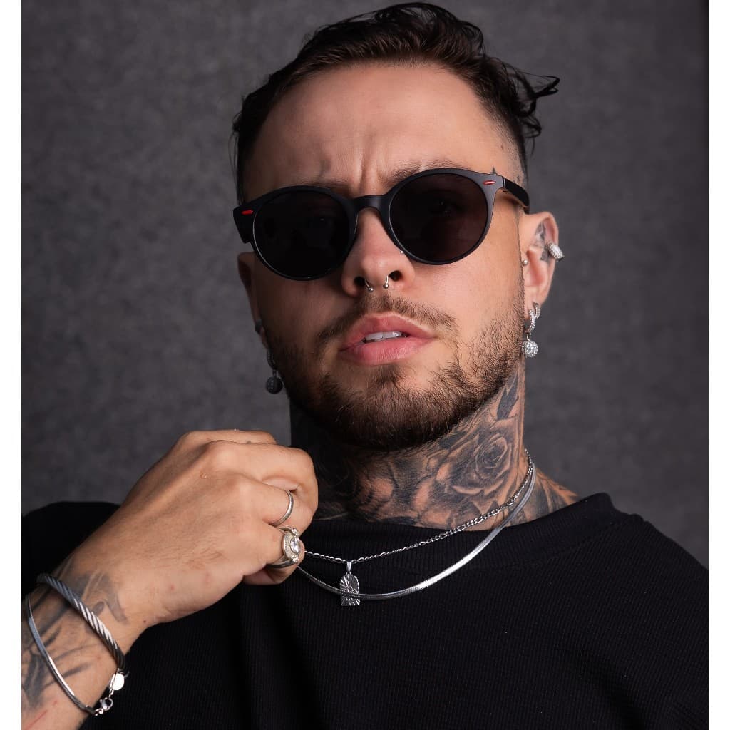 Oculos de sol Masculino Redondo acetato com lentes uv400 unissex