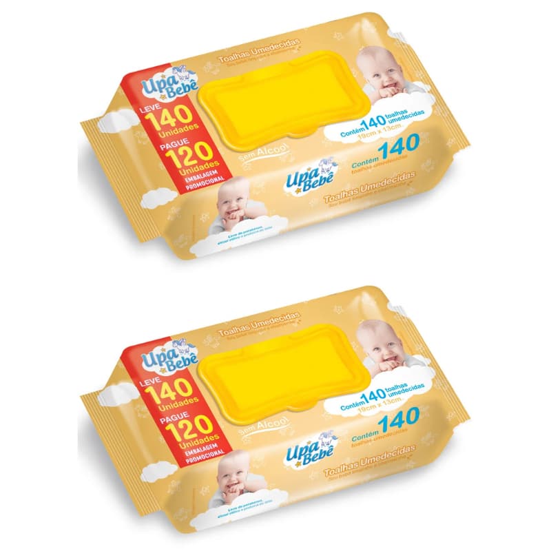 Toalhas Umedecidas Upa Bebê leve 2x140 toalhas