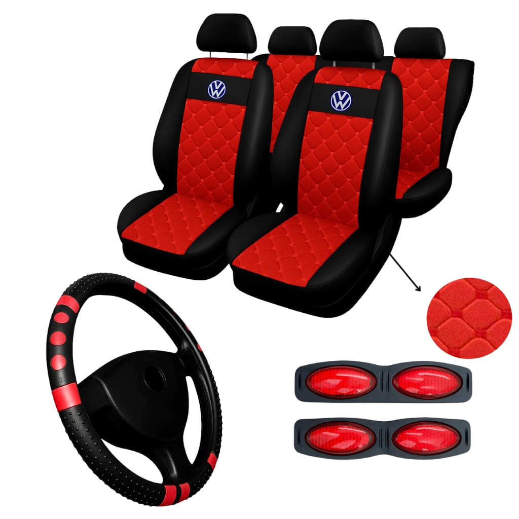 Capa Para Bancos De Carro Colorida Couro Vw T-Cross Nivus Virtus Polo capa de volante de carro