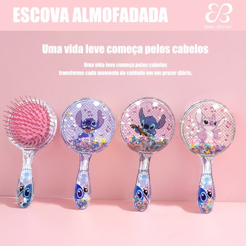 Escova de Cabelo Almofadada Cartoon, Antifrizz, Massageadora, Ideal para Desembaraçar e Uso Diário