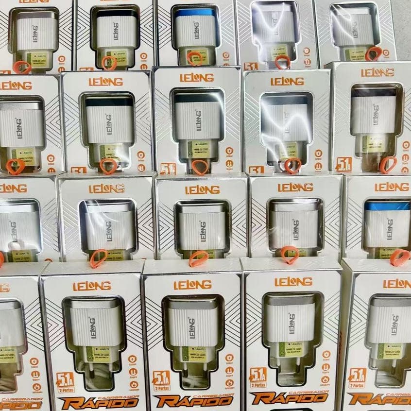 KIT 5-20 UNIDADES CARREGADOR RAPIDO 5.1A 2 PORTAS  LELONG  ATACADO