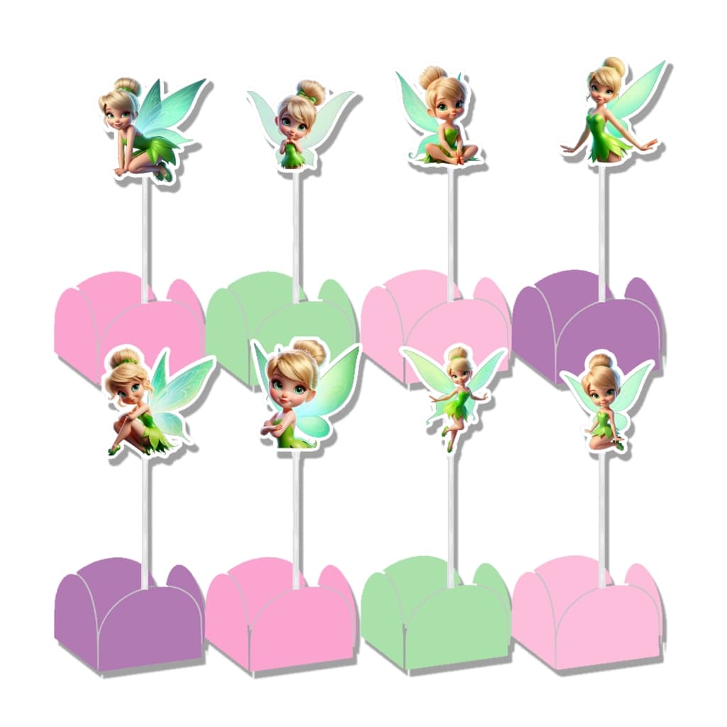 50 FORMINHAS 4 PETALAS E 50 TOPPERS PARA DOCE FESTA TINKER BELL SININHO
