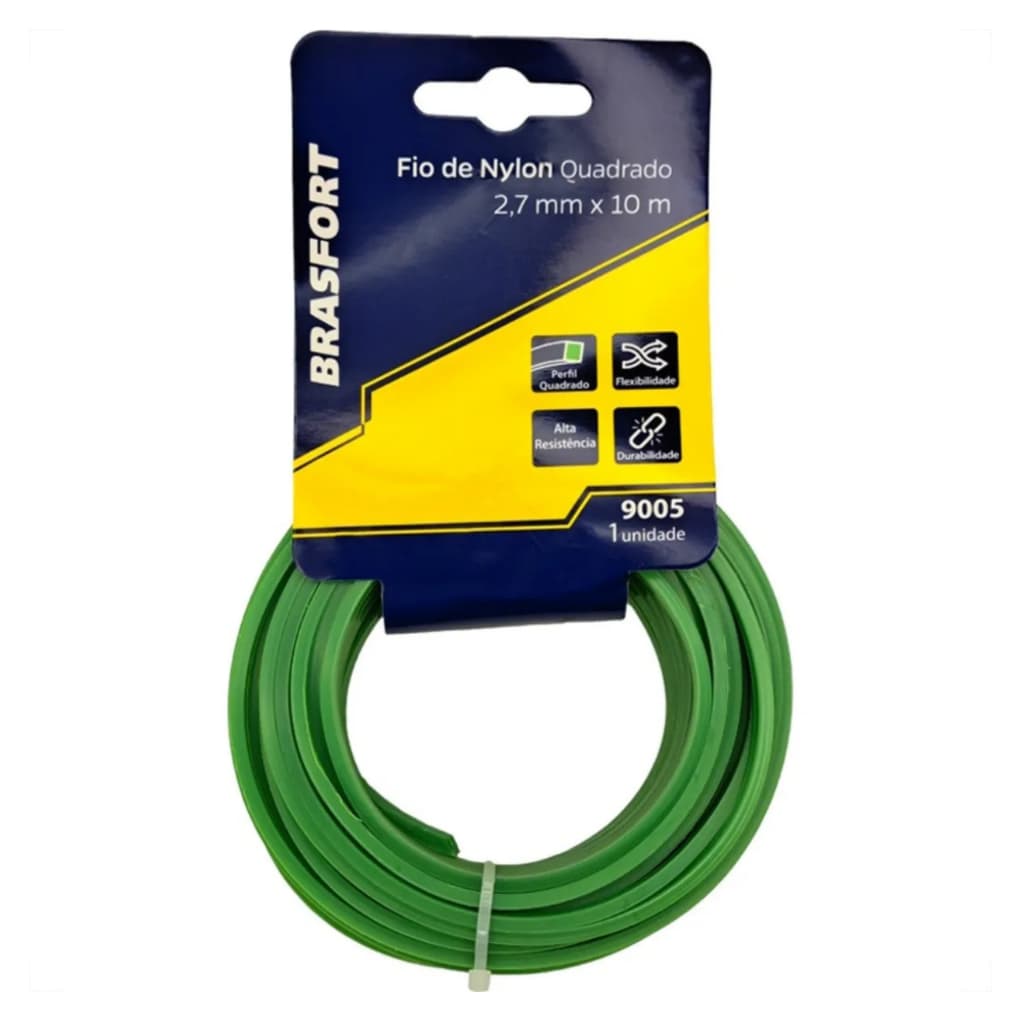 Fio De Nylon Para Aparador De Grama Brasfort Verde Quadrado 3,0Mmx10M - BRASFORT / BRAFT