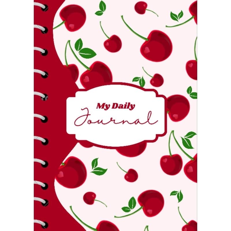 Caderno de cereja - Caderno com estampa de cereja Tamanho A5