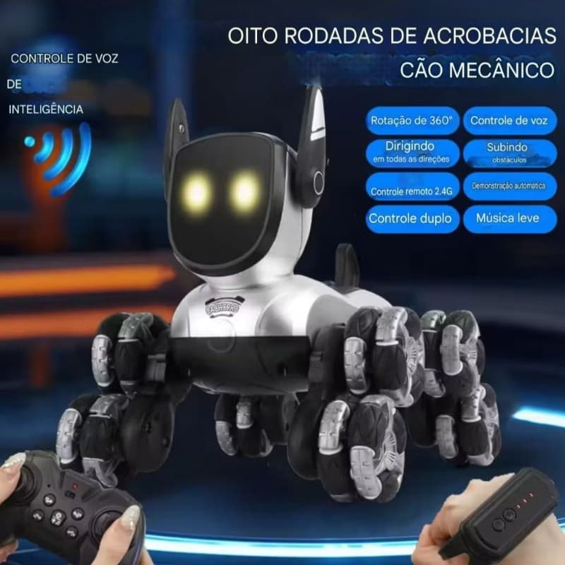 Cão cachorro de Controle Remoto recarregável – Diversão Interativa com Luzes, Música carrinho de controle remoto dog