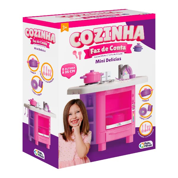 Cozinha Faz de Conta Mini Delícias Rosa Completa c/Acessórios Lançamento Pais e Filhos!