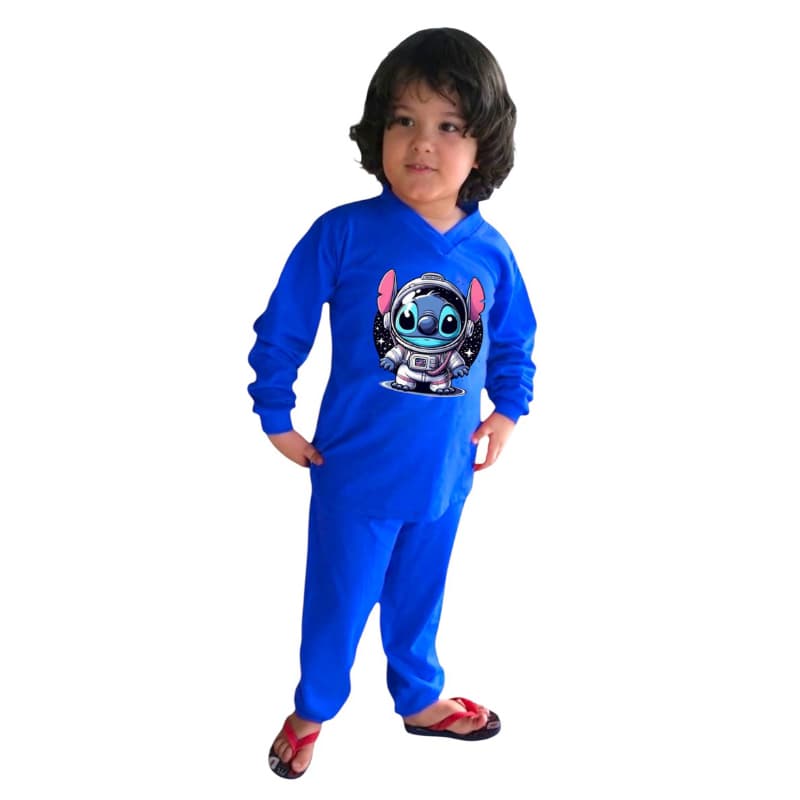 Pijama Infantil Longo Masculino Feminino Stitch