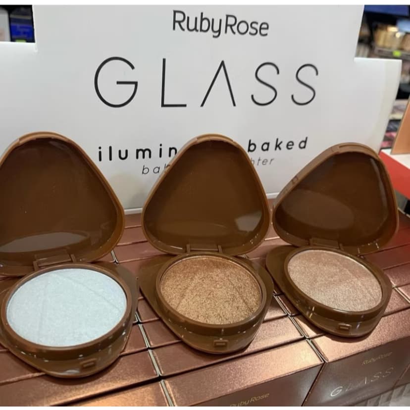 Iluminador Baked Compacto Facial Glass Make Glow By Ruby Rose 9g  OU Contorno Cremoso Ruby Rose Smooth Contou