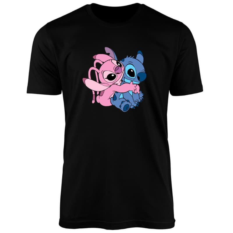 Camisa básica feminina 100% algodão t-shirt camiseta estampada desenho stitch