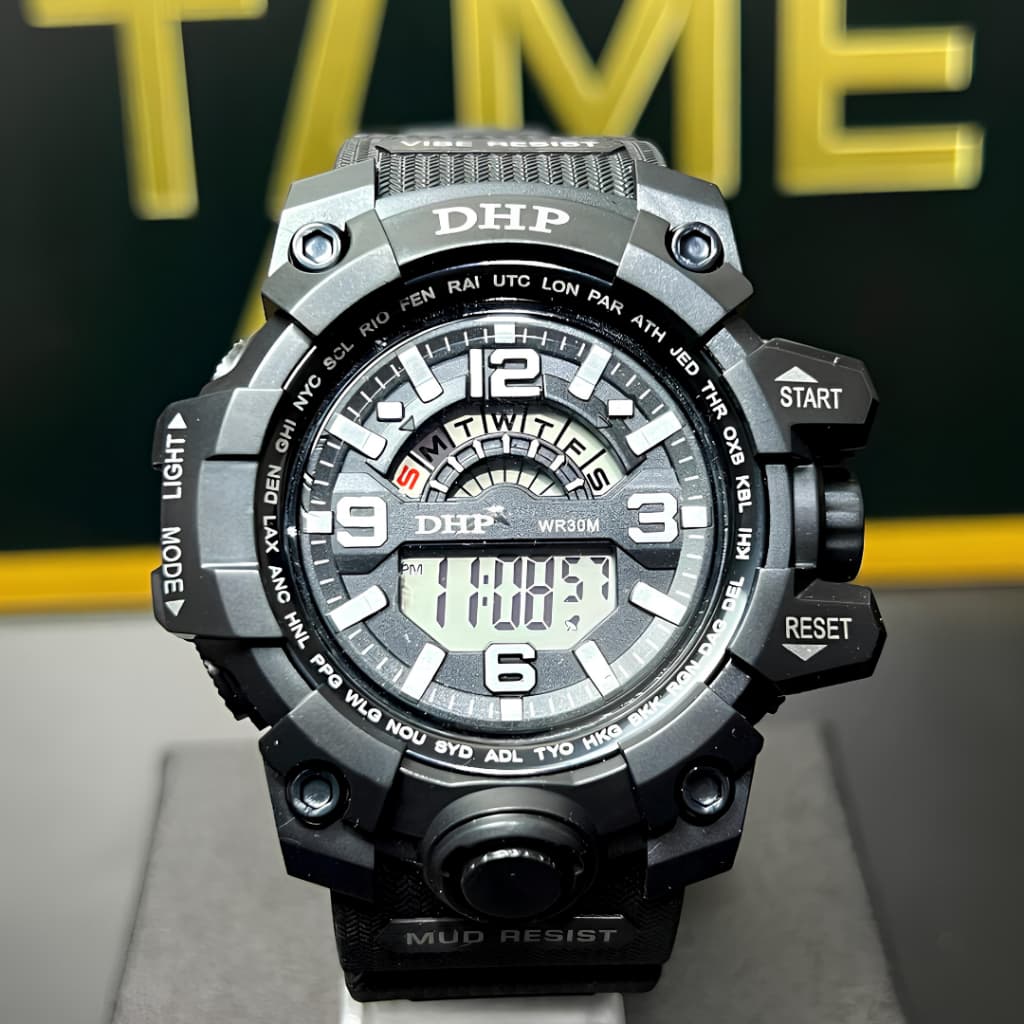 Relógio Masculino Esportivo Militar Digital e Analógico Resistente à Água com Luz Alarme Cronômetro  Luminoso ShockSport