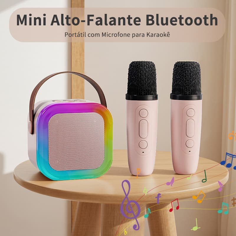 caixa de som com Microfone Alto-Falante Karaokê sem fio Bluetooth Portátil Som Potente com Graves Presente para Festas