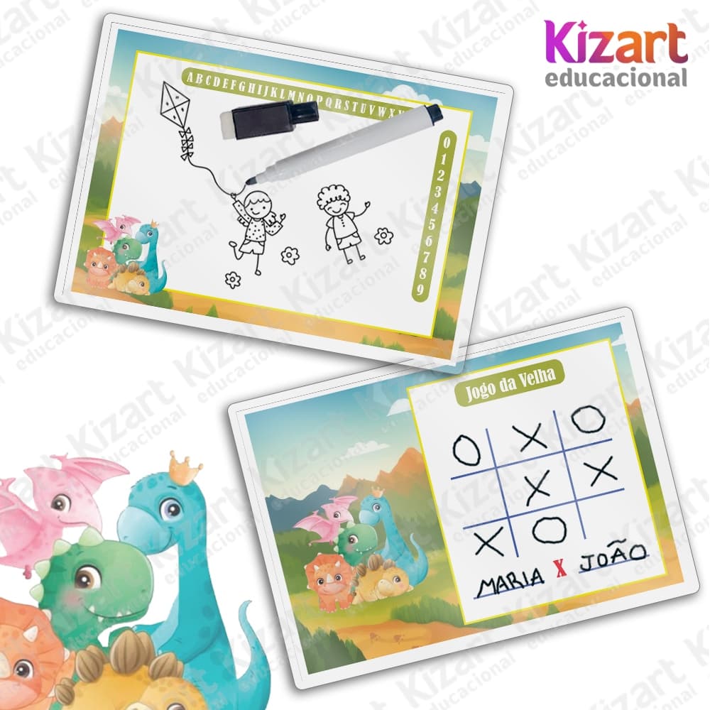 Lousa Mágica + Caneta Com Apagador Lembrancinha Festa Infantil Tema Dino Baby