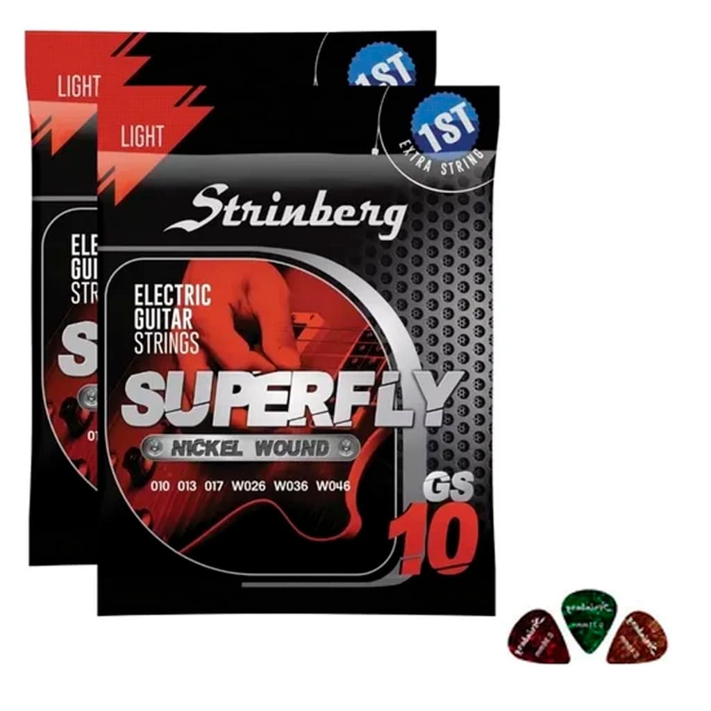 Kit 2 Jogos Cordas Encordoamento Strinberg Guitarra 10 Gs10