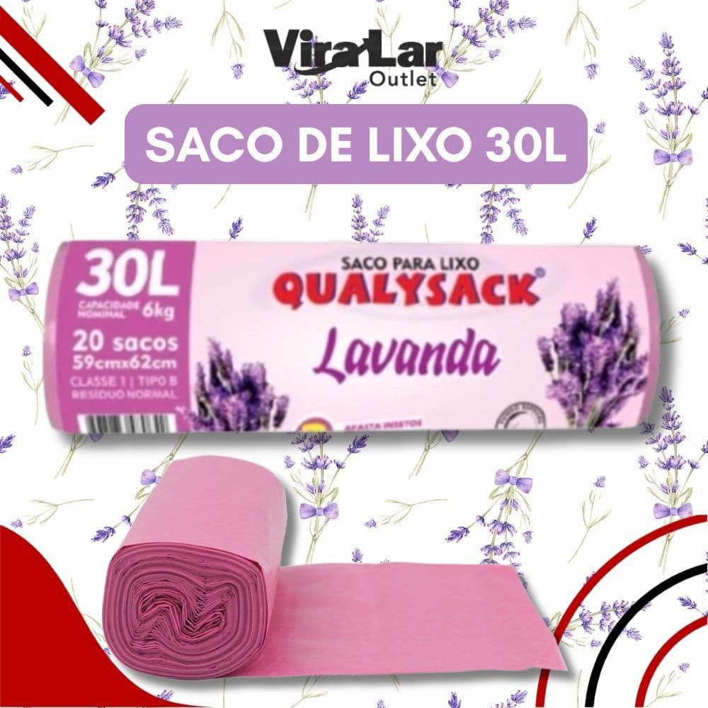 Saco de Lixo 30L Lavanda Perfumdo Anti Odores e Insetos  com 20 sacos