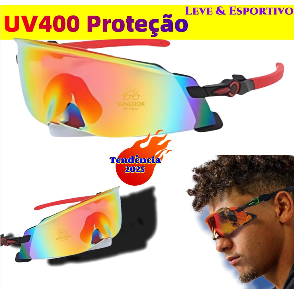 Óculos de Ciclismo UV400 Masculino Leve e Resistente Para Esportes
