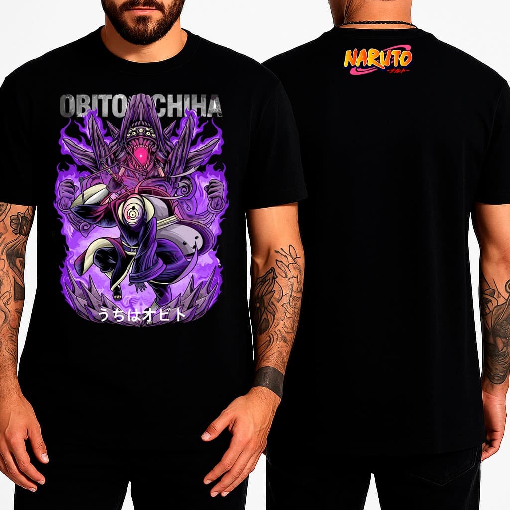 Camiseta Estampada Anime Naruto Shippuden Uchiha Obito Sharingan Estatua Edo Maxima Qualidade