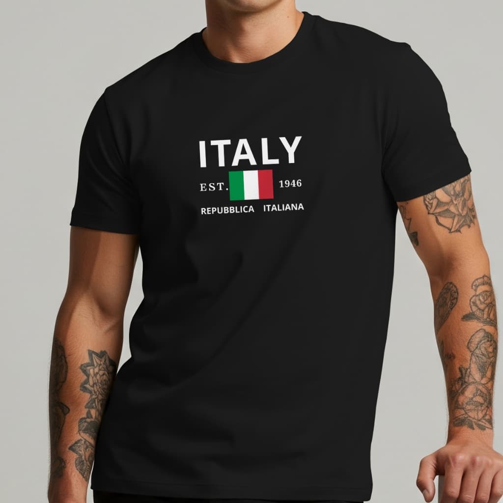 Camisetas 100% Algodão Itália Masculina Streetwear Estampada Casual