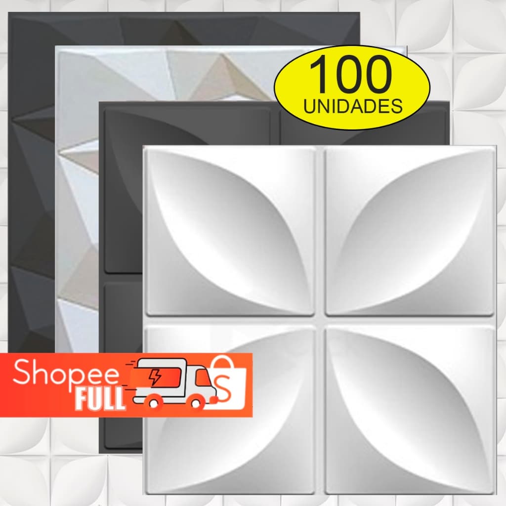 Kit 50 - 100 Placas  PVC 3D 25x25 Revestimento de Parede Decorativa