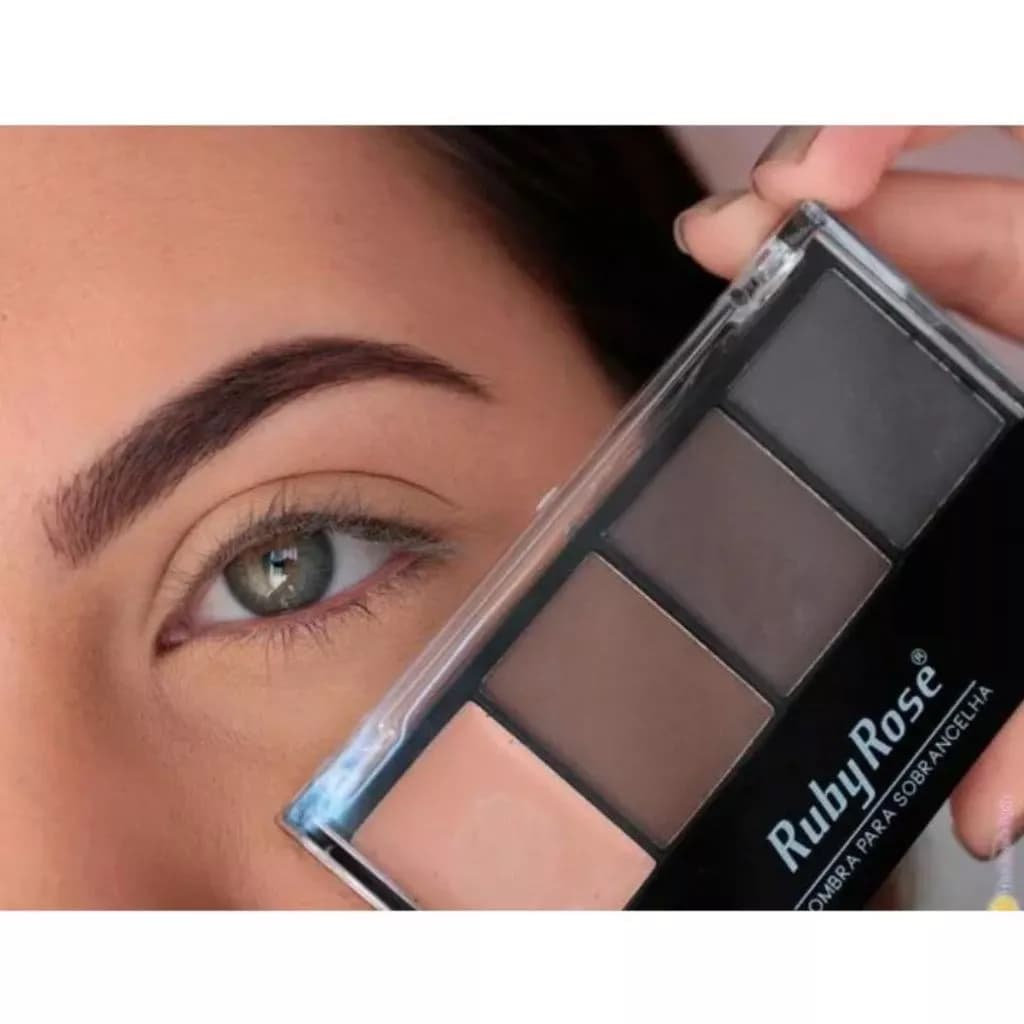 Trio de Sombra para Sobrancelha Ruby Rose com Primer/Pincel Duplo e Espelho