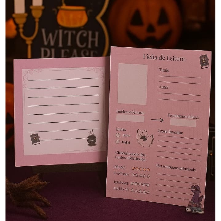 Blocos de Notas Personalizados Ficha de Leitura Stickers Adesivos Fofos Bruxas Kindle Books