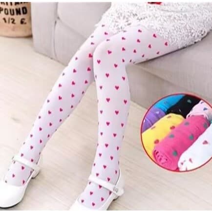 Meia Calça de coração Infantil menina estampada colorida pra outono ou inverno