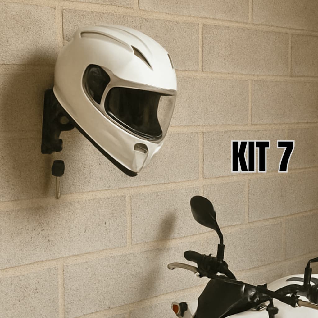 Kit 7 Suporte De Parede Para Pendurar Capacete E Chave Acessorios Ergonomico