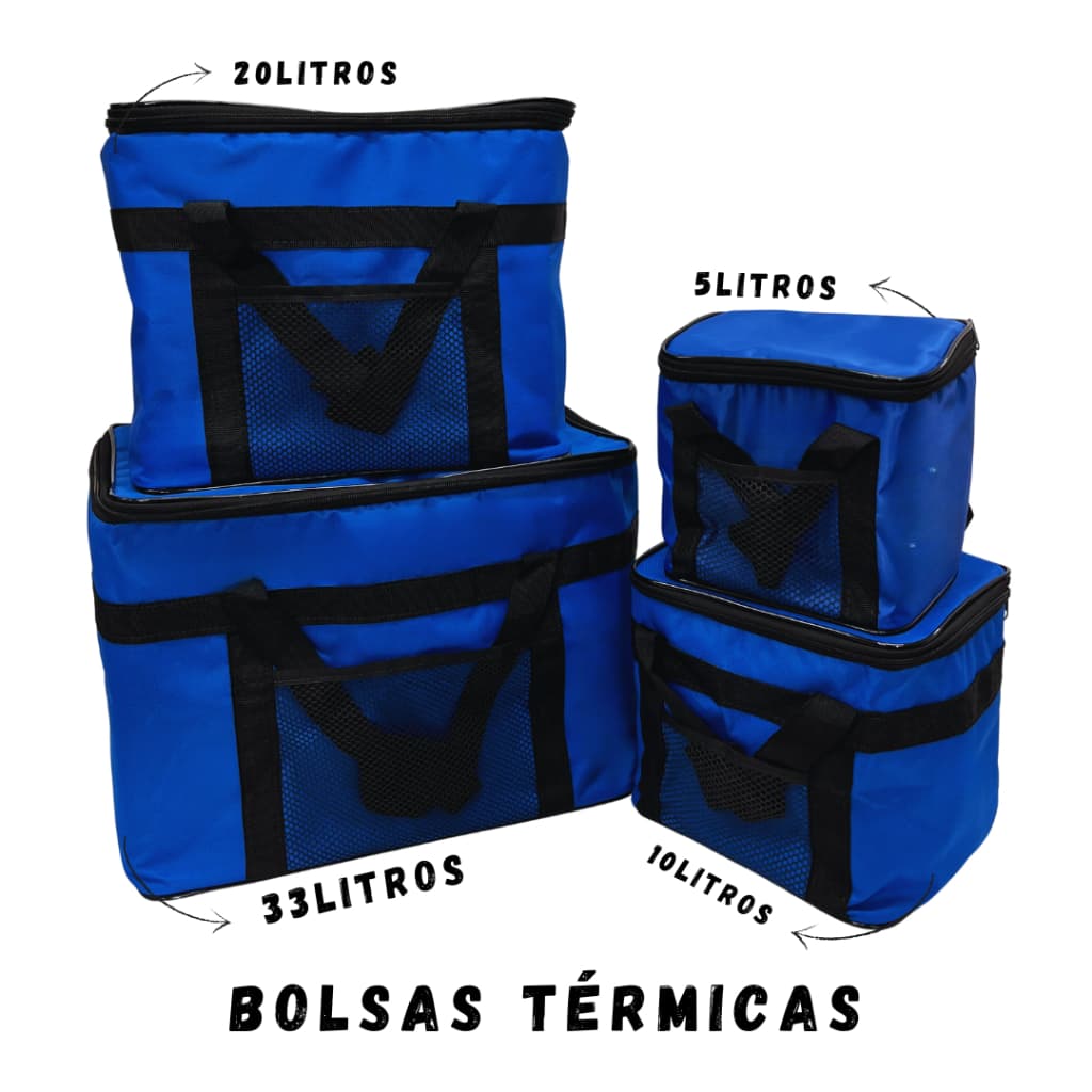 Bolsa Térmica 5, 10, 20 e 33 Litros Cores Para Churrasco Praia  Passeios Viagens Parques Dia a Dia