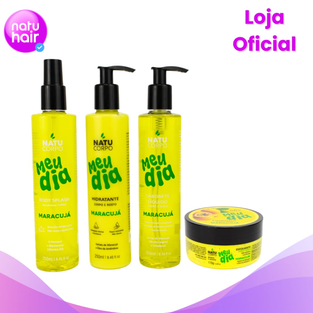 Kit Maracujá - Body Splash 250ml + Hidratante 250ml + Sabonete Líquido 250ml + Esfoliante 170g